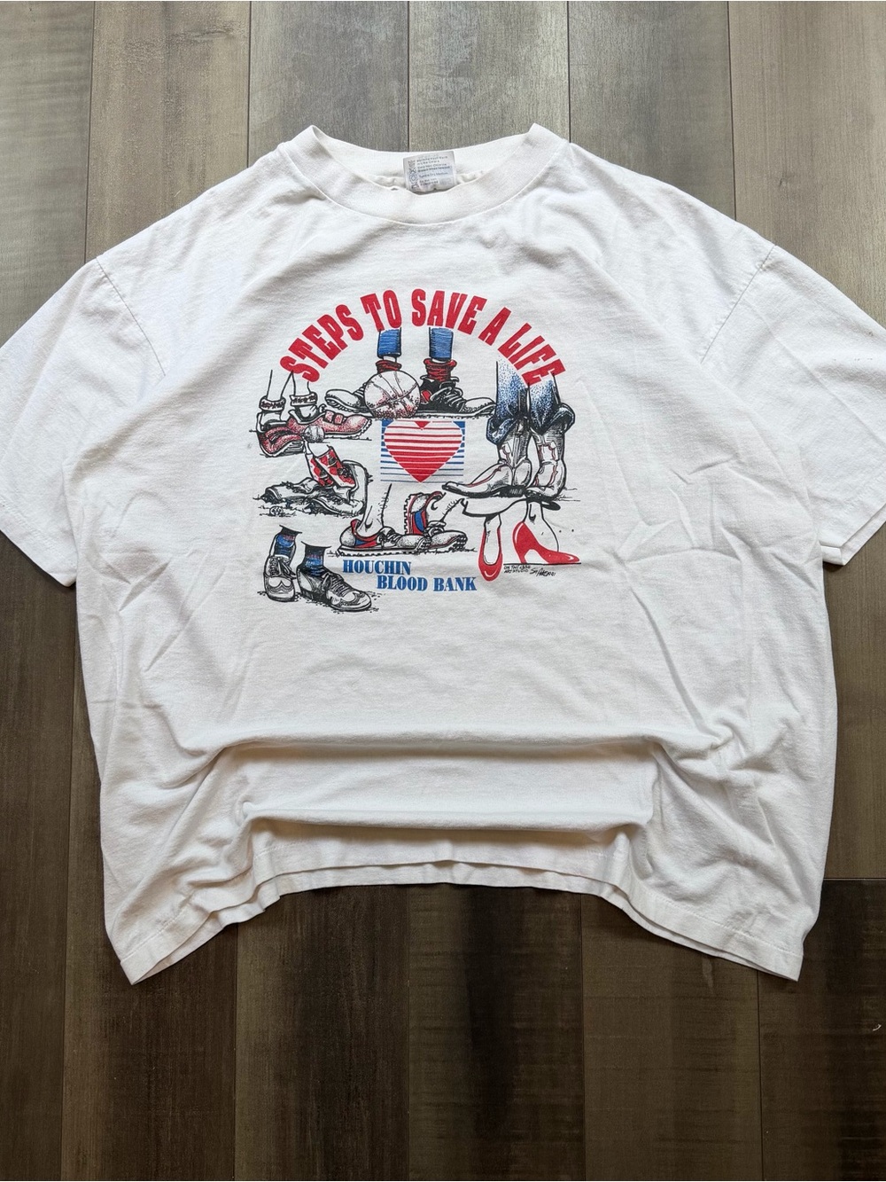 VTG 90s Single Stitch Blood Bank Steps To Save a Life Shirt Sz XL Made In USA
